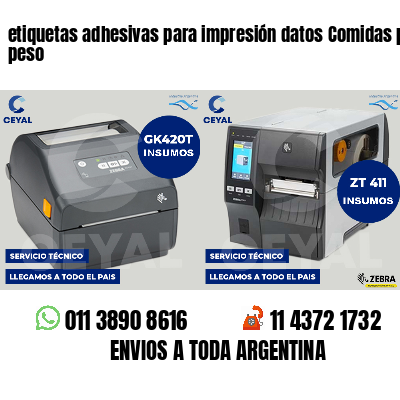 etiquetas adhesivas para impresión datos Comidas por peso