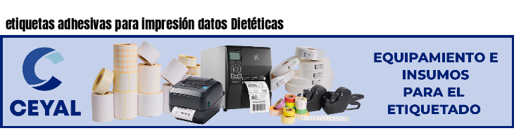 etiquetas adhesivas para impresión datos Dietéticas