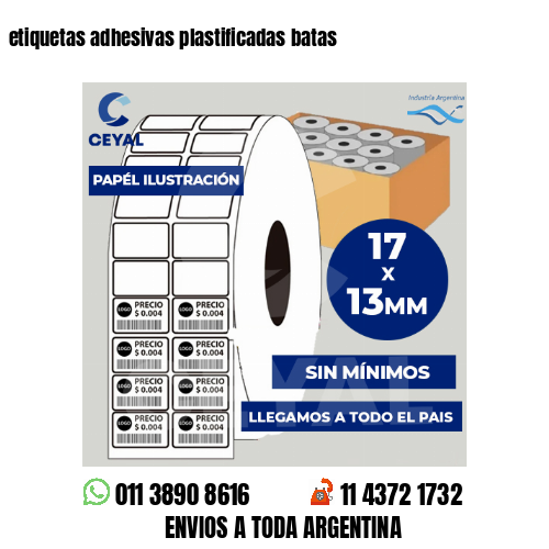 etiquetas adhesivas plastificadas batas