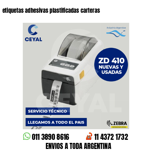 etiquetas adhesivas plastificadas carteras