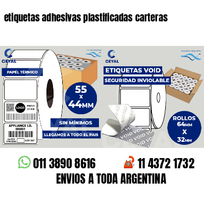 etiquetas adhesivas plastificadas carteras