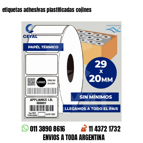 etiquetas adhesivas plastificadas cojines