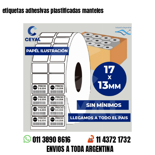 etiquetas adhesivas plastificadas manteles