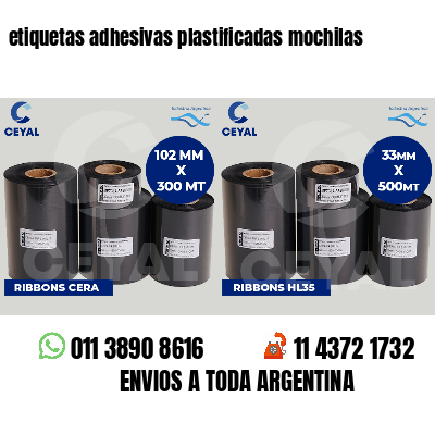 etiquetas adhesivas plastificadas mochilas