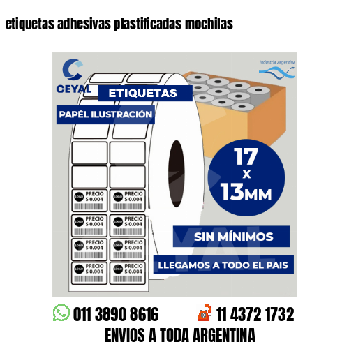 etiquetas adhesivas plastificadas mochilas