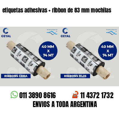 etiquetas adhesivas   ribbon de 83 mm mochilas