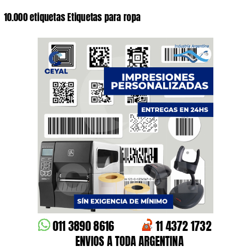 10.000 etiquetas Etiquetas para ropa