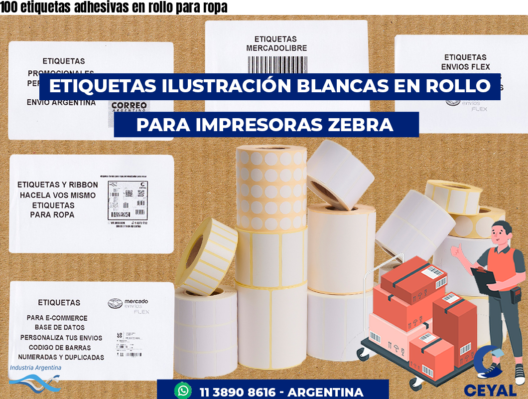 100 etiquetas adhesivas en rollo para ropa