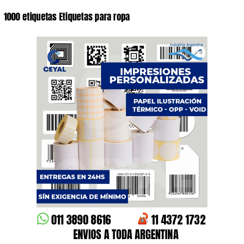 1000 etiquetas Etiquetas para ropa