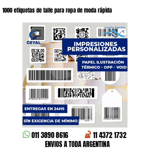 1000 etiquetas de talle para ropa de moda rápida