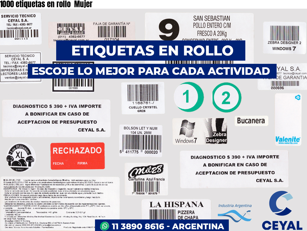 1000 etiquetas en rollo  Mujer