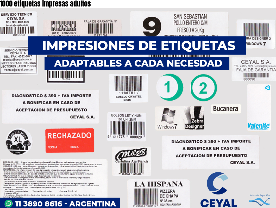 1000 etiquetas impresas adultos