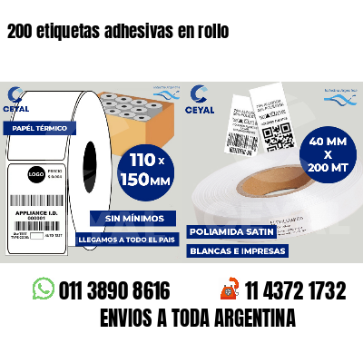 200 etiquetas adhesivas en rollo