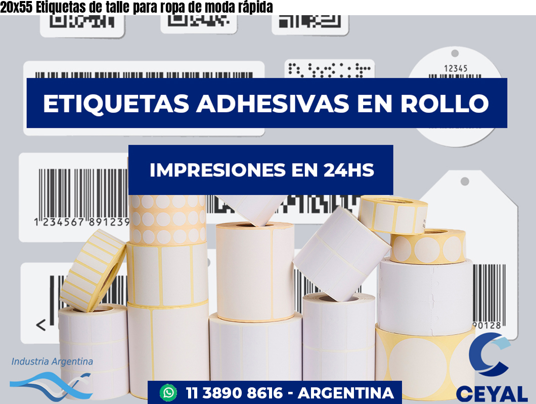 20x55 Etiquetas de talle para ropa de moda rápida