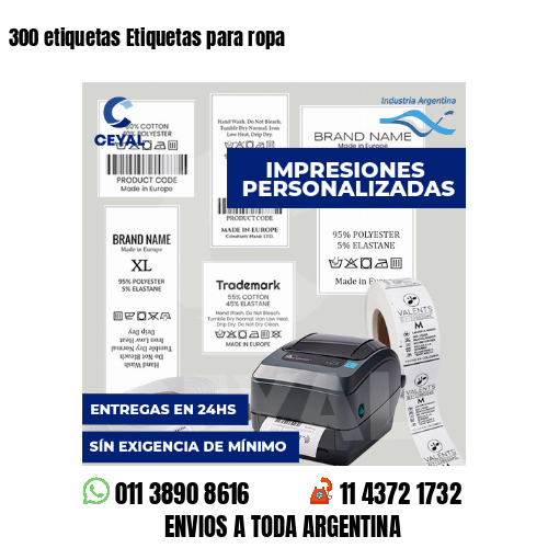 300 etiquetas Etiquetas para ropa