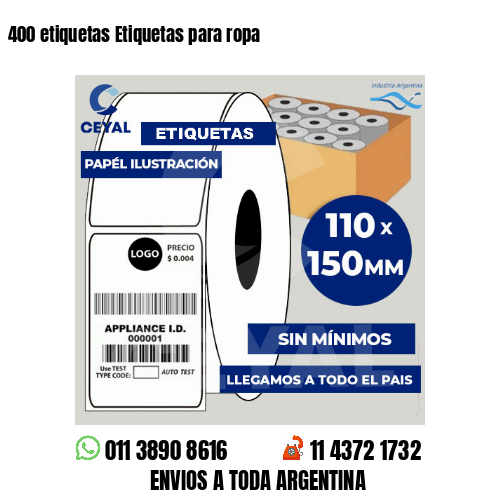 400 etiquetas Etiquetas para ropa