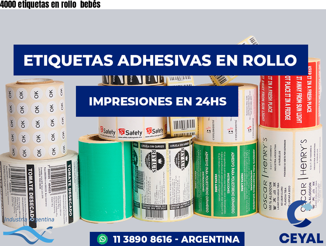 4000 etiquetas en rollo  bebés