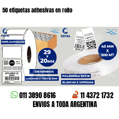 50 etiquetas adhesivas en rollo