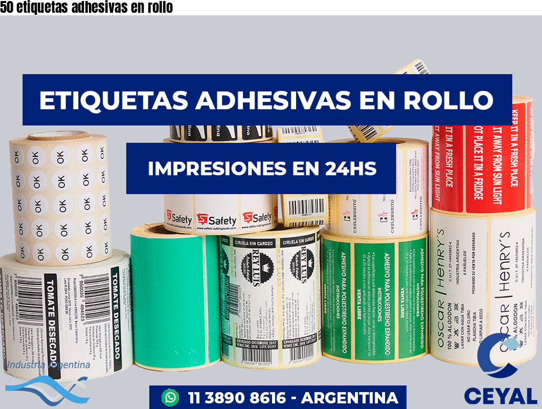 50 etiquetas adhesivas en rollo