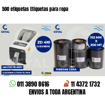 500 etiquetas Etiquetas para ropa