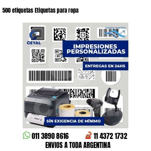 500 etiquetas Etiquetas para ropa