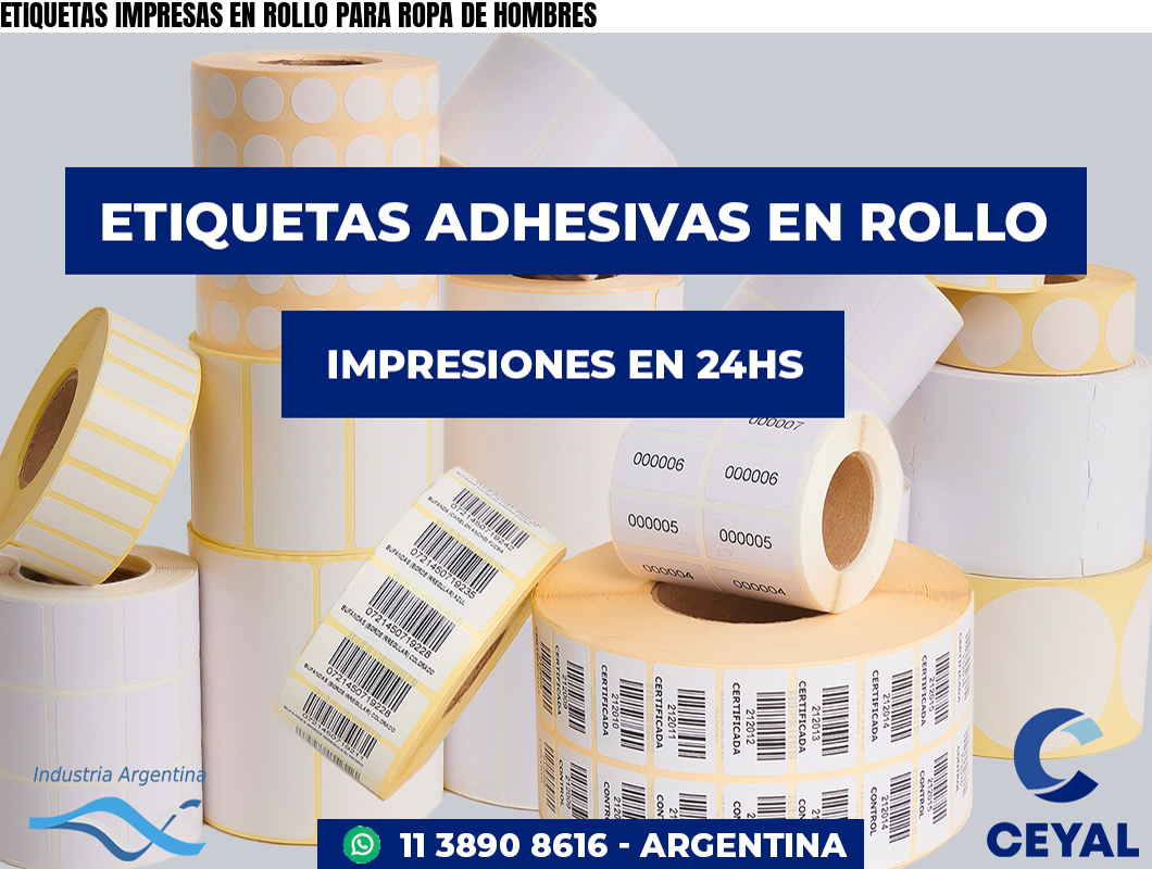 ETIQUETAS IMPRESAS EN ROLLO PARA ROPA DE HOMBRES