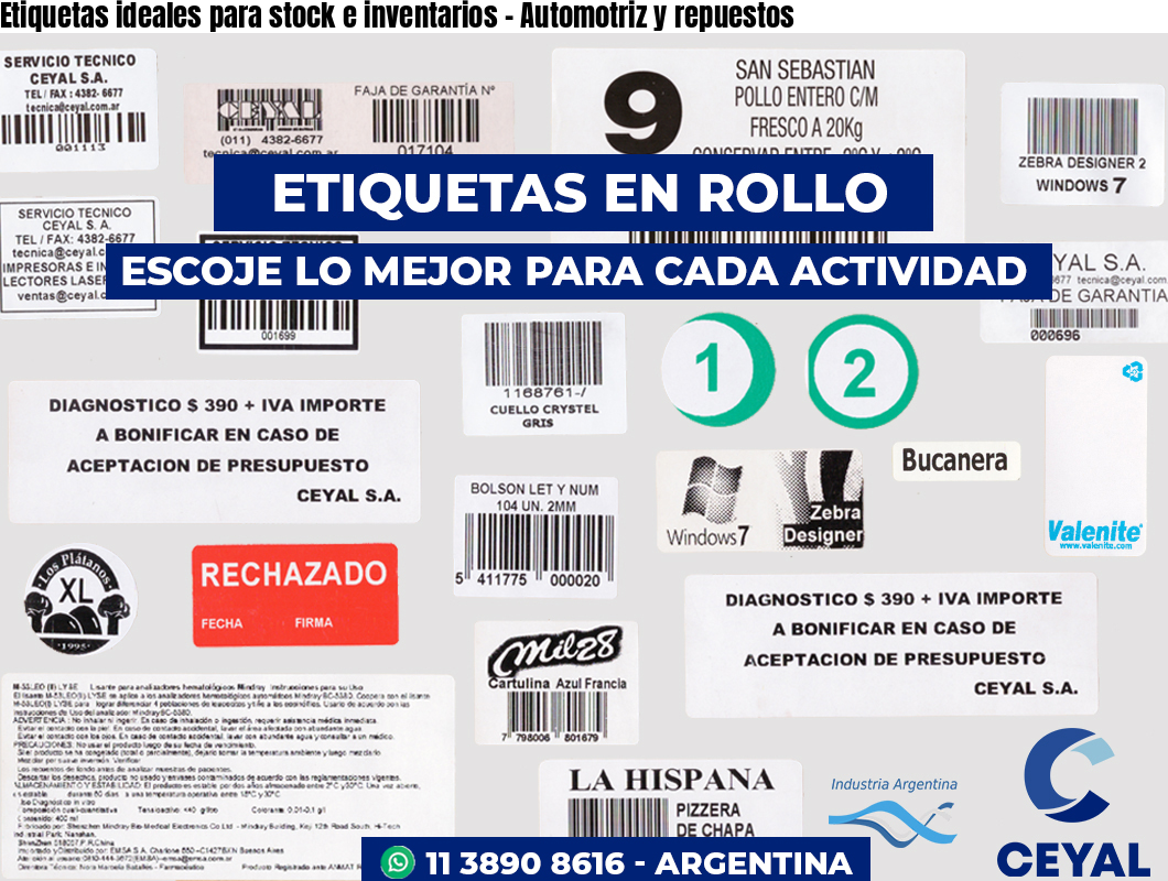 Etiquetas ideales para stock e inventarios – Automotriz y repuestos