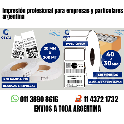 Impresión profesional para empresas y particulares argentina