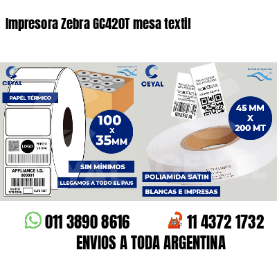 Impresora Zebra GC420T mesa textil