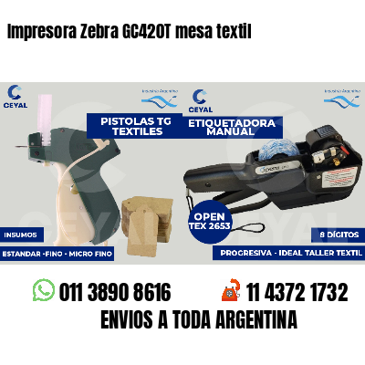 Impresora Zebra GC420T mesa textil