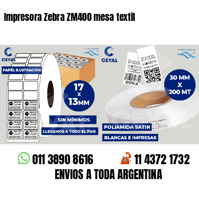 Impresora Zebra ZM400 mesa textil