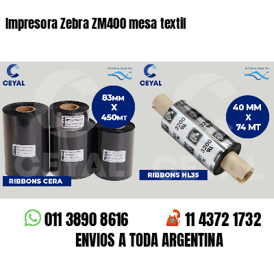 Impresora Zebra ZM400 mesa textil