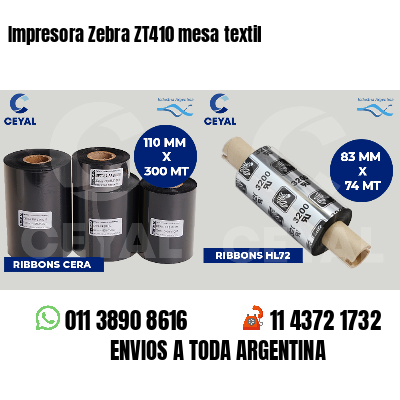 Impresora Zebra ZT410 mesa textil