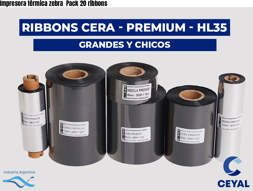 Impresora térmica zebra  Pack 20 ribbons