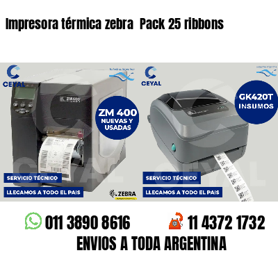 Impresora térmica zebra  Pack 25 ribbons