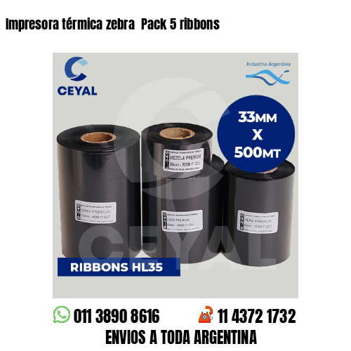 Impresora térmica zebra  Pack 5 ribbons