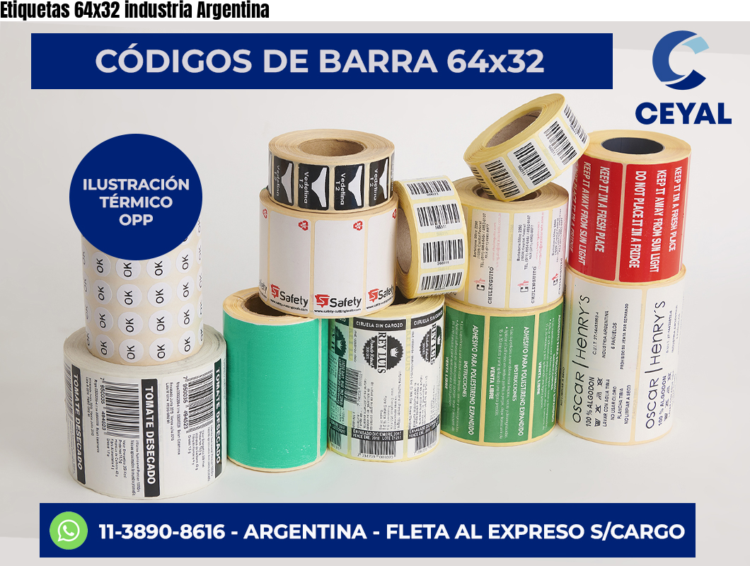 Etiquetas 64×32 industria Argentina