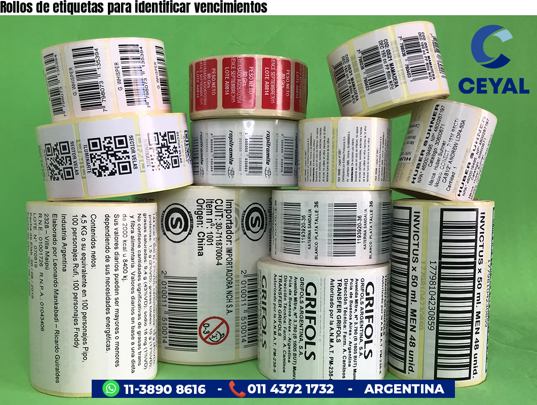 Rollos de etiquetas para identificar vencimientos