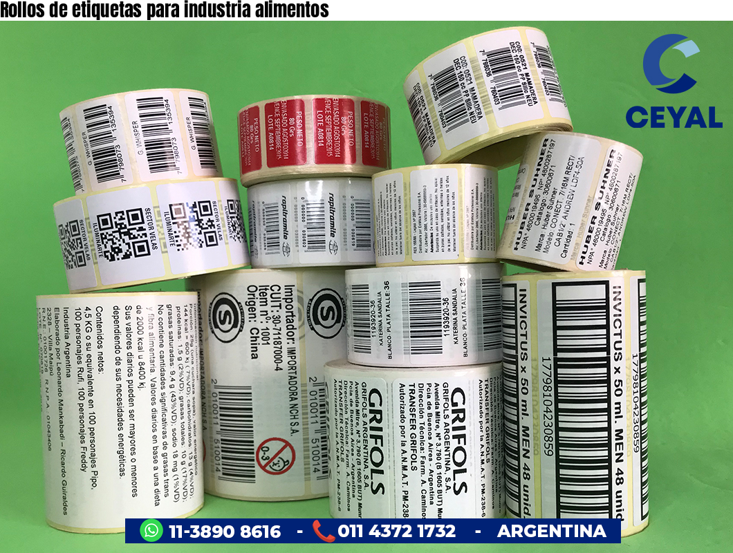 Rollos de etiquetas para industria alimentos