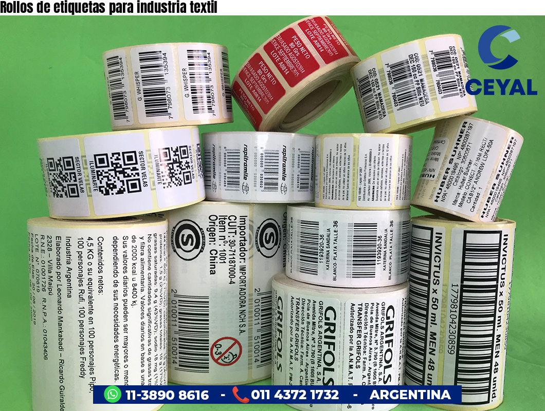 Rollos de etiquetas para industria textil