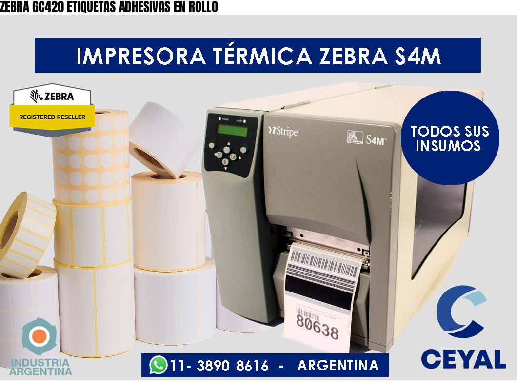 ZEBRA GC420 ETIQUETAS ADHESIVAS EN ROLLO