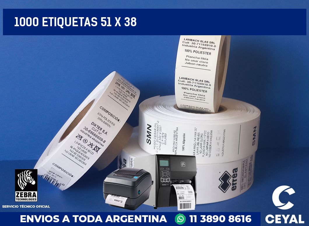 1000 etiquetas 51 x 38