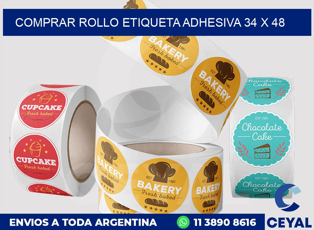 Comprar rollo etiqueta adhesiva 34 x 48