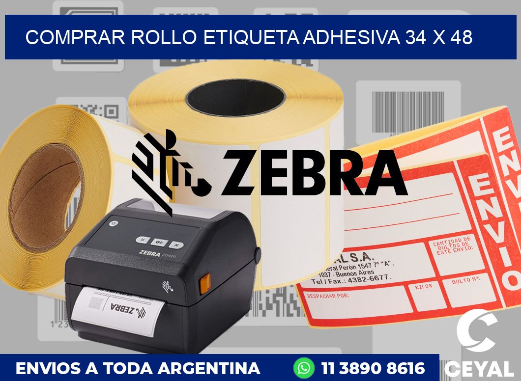 Comprar rollo etiqueta adhesiva 34 x 48