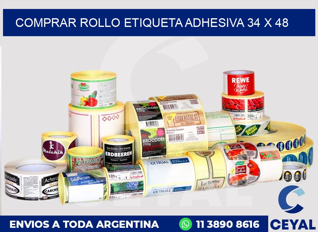 Comprar rollo etiqueta adhesiva 34 x 48