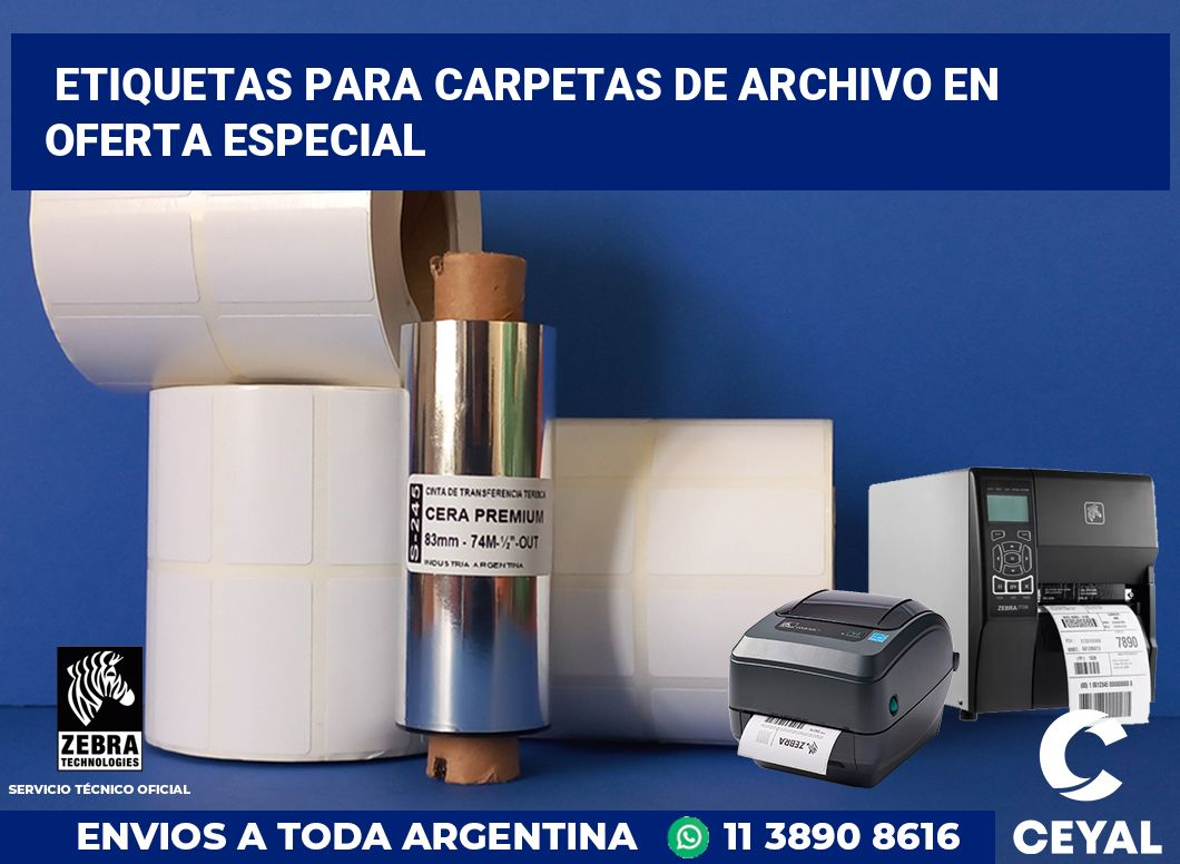 Etiquetas para Carpetas de Archivo en Oferta Especial