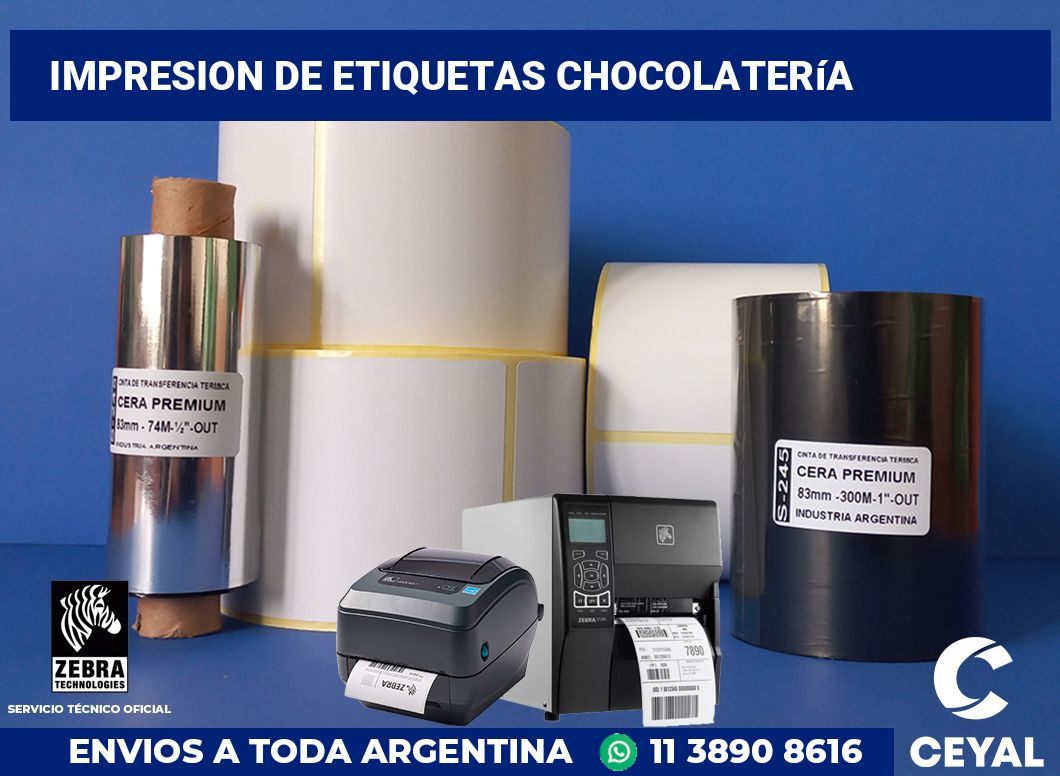 Impresion de etiquetas Chocolatería