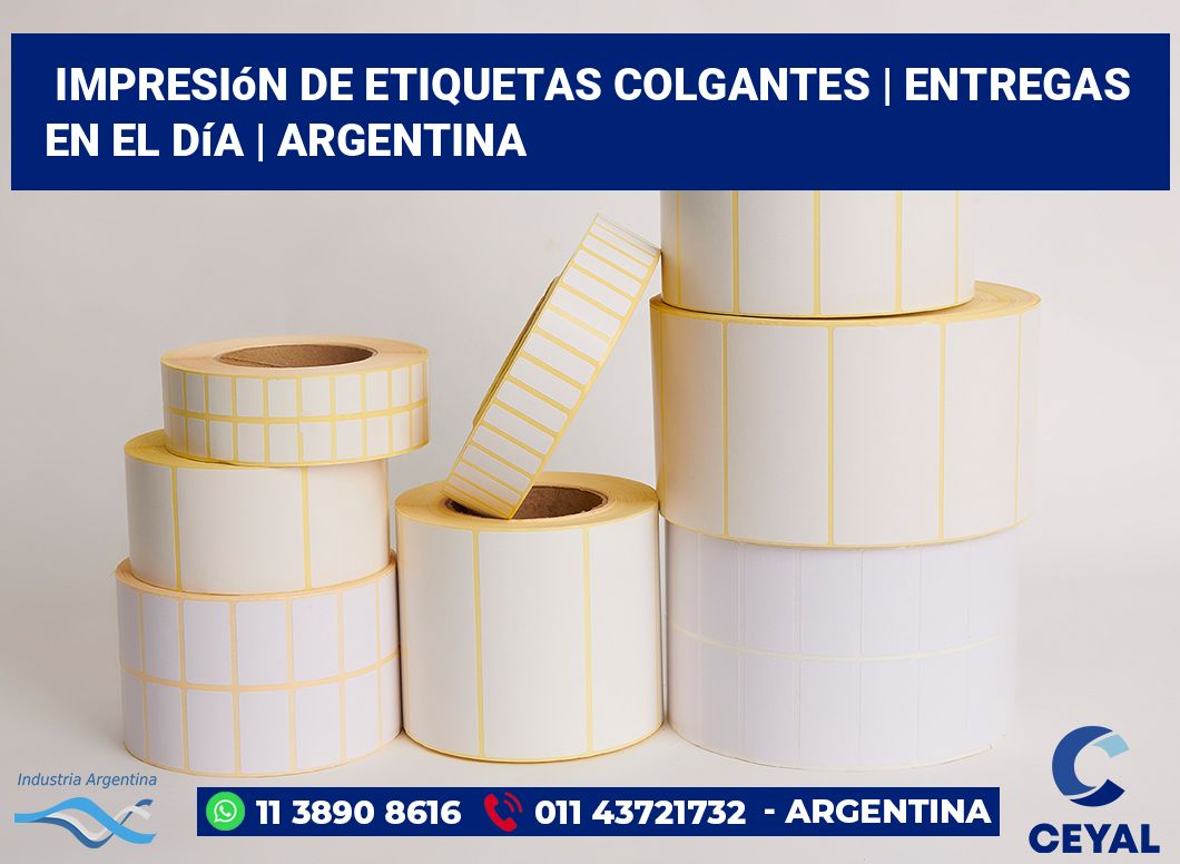 Impresión de etiquetas colgantes | Entregas en el día | Argentina