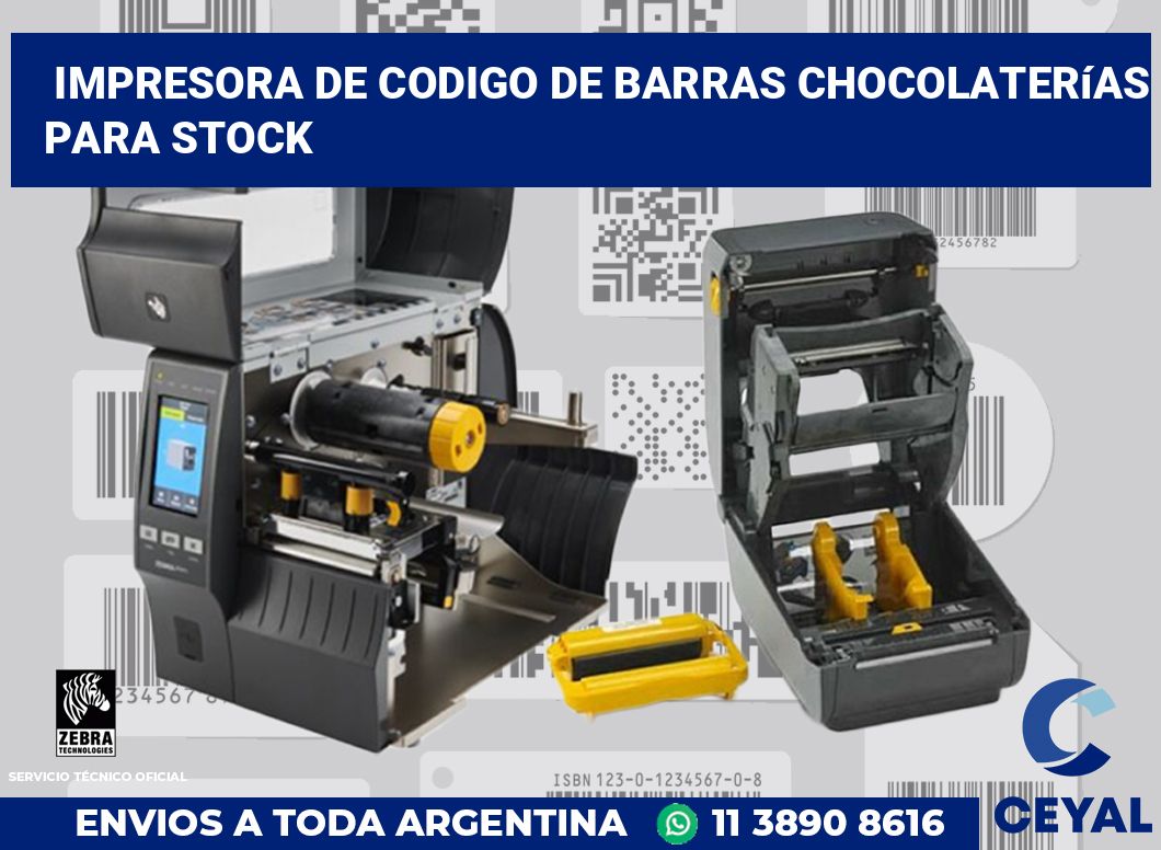 Impresora de codigo de barras Chocolaterías para stock