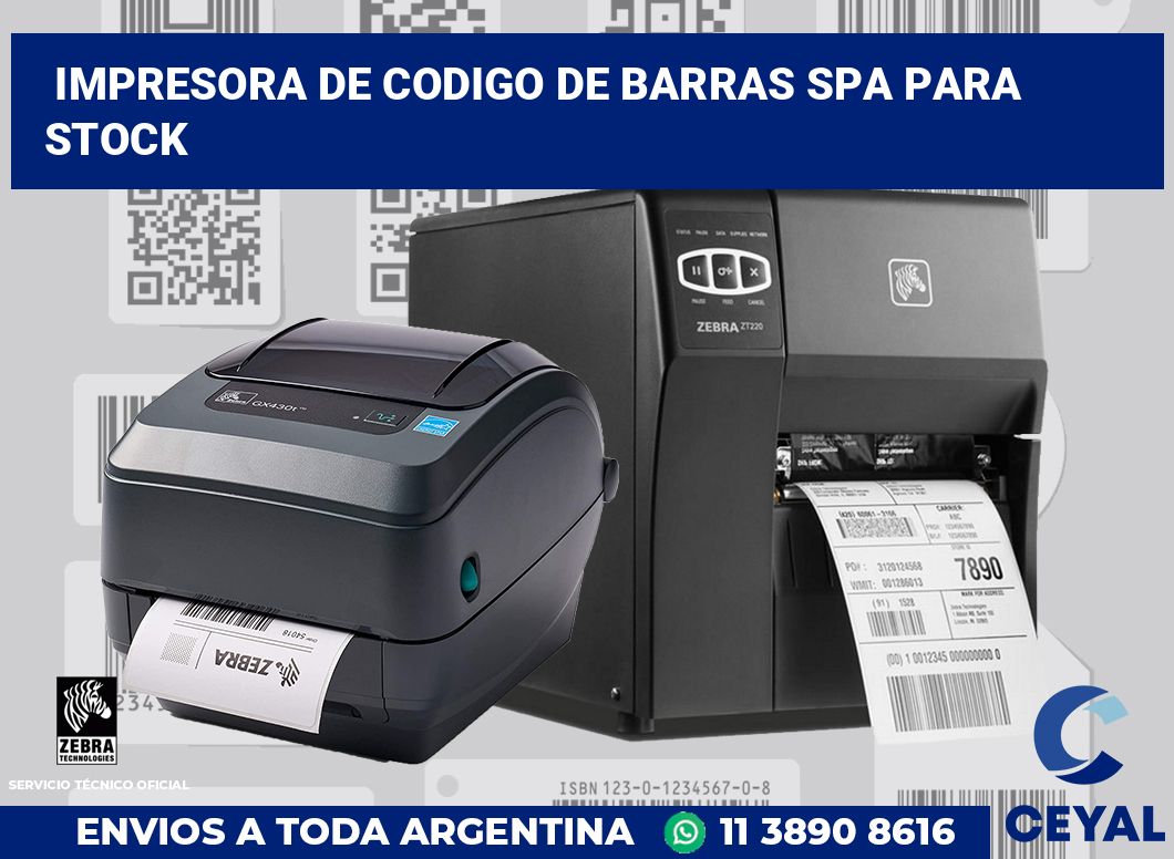 Impresora de codigo de barras SPA para stock